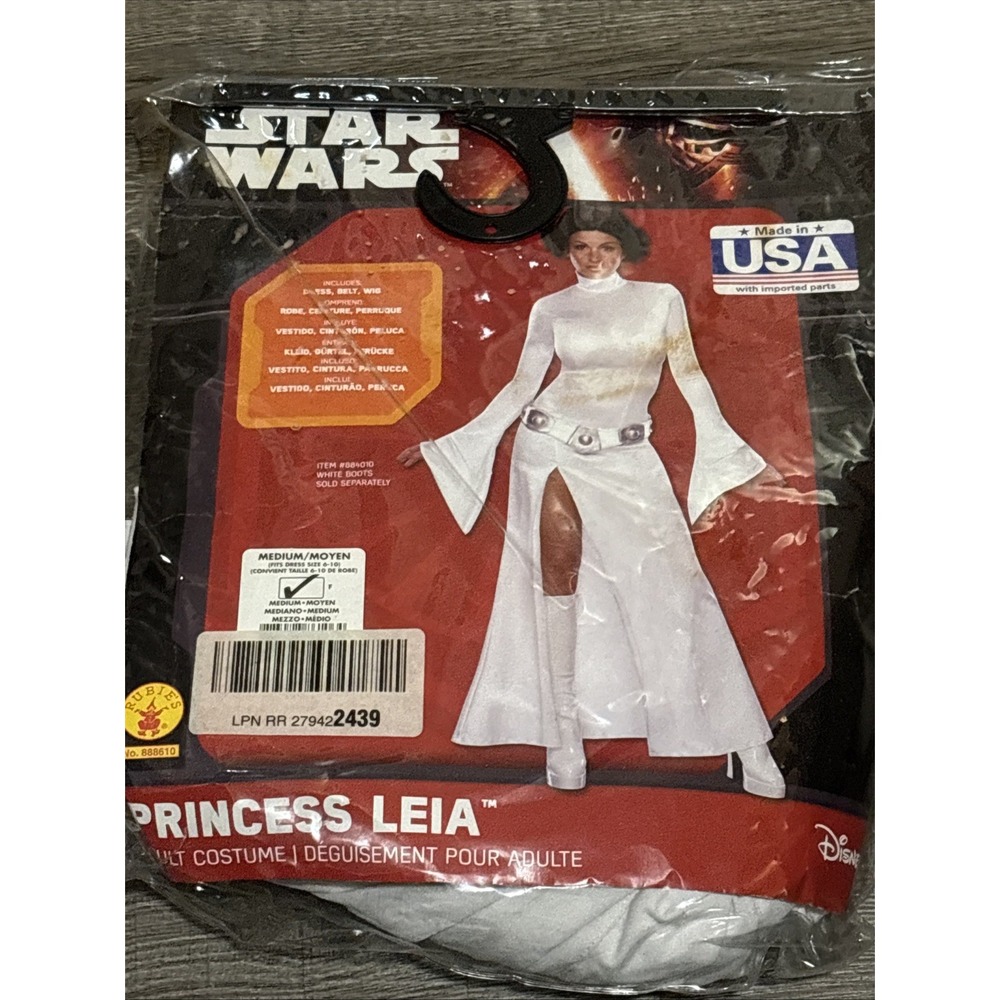 Star Wars Princess Leia Secret Wishes Costume Rubies Womens Medium White No Wig